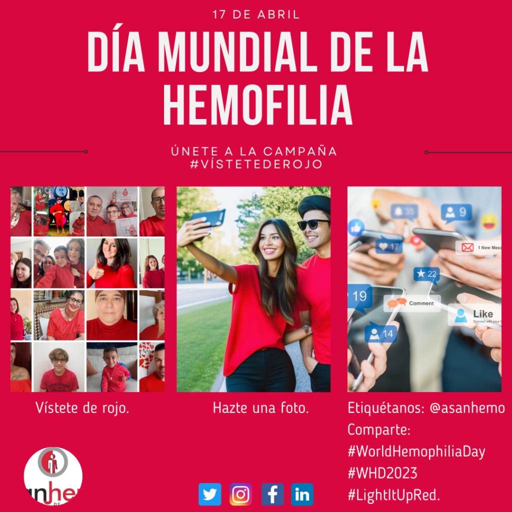 cartel Día Mundial de la Hemofilia, campaña vístete de rojo